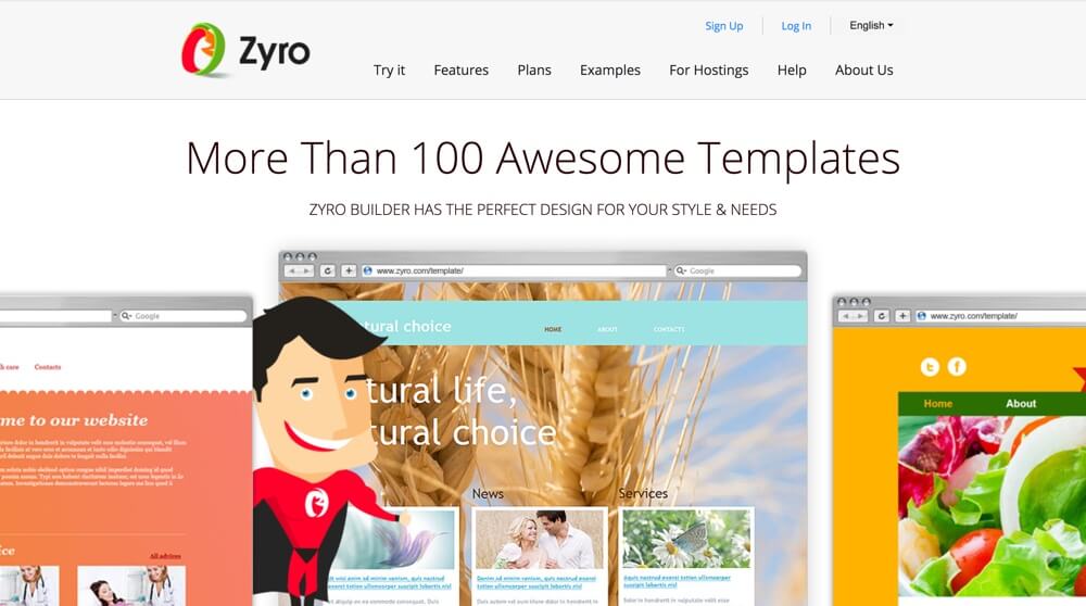 Zyro website builder homepage screen shot